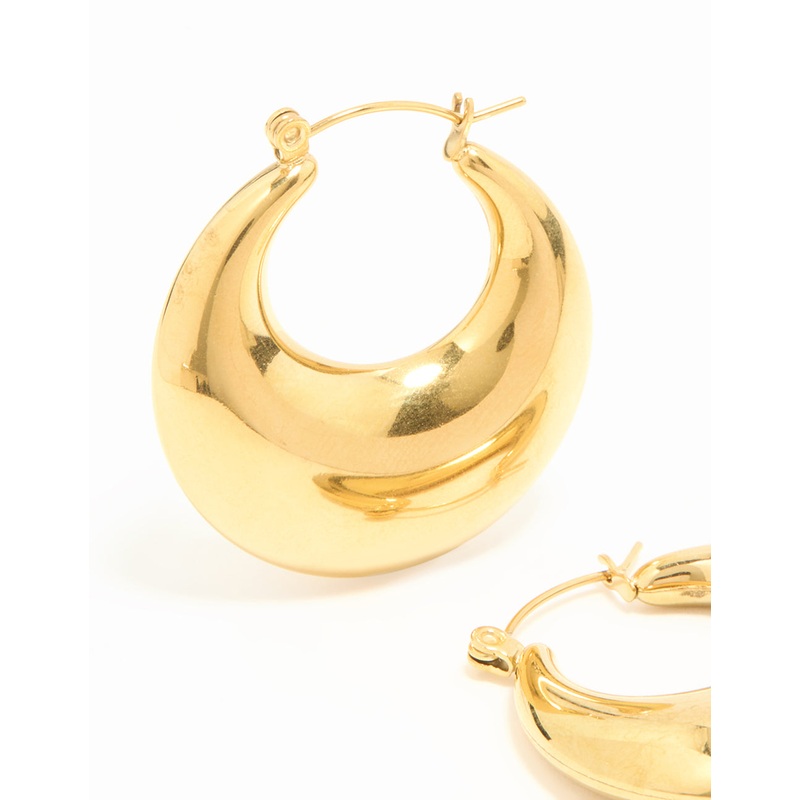 Waterproof Gold Plated Stainless Steel Chunky Hoop Earrings