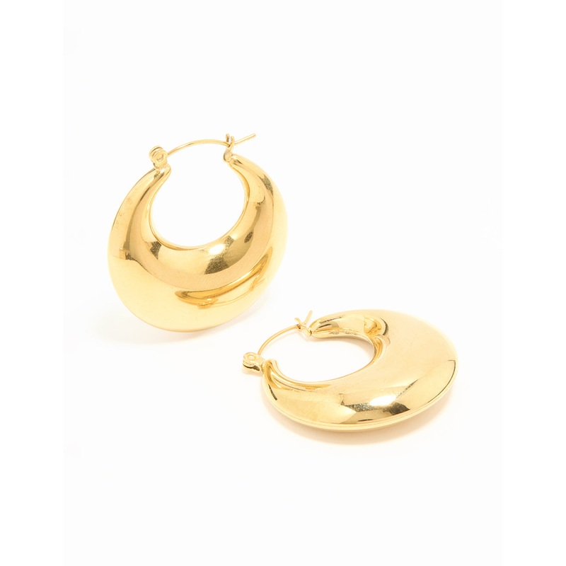 Waterproof Gold Plated Stainless Steel Chunky Hoop Earrings