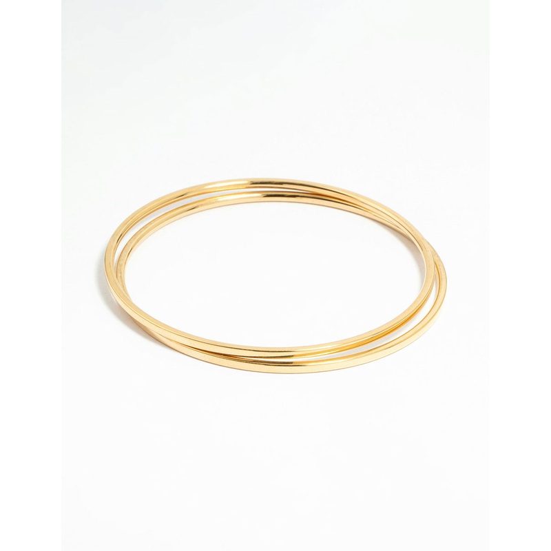 Waterproof Gold Plated Stainless Steel Clean Bangles 2-Pack