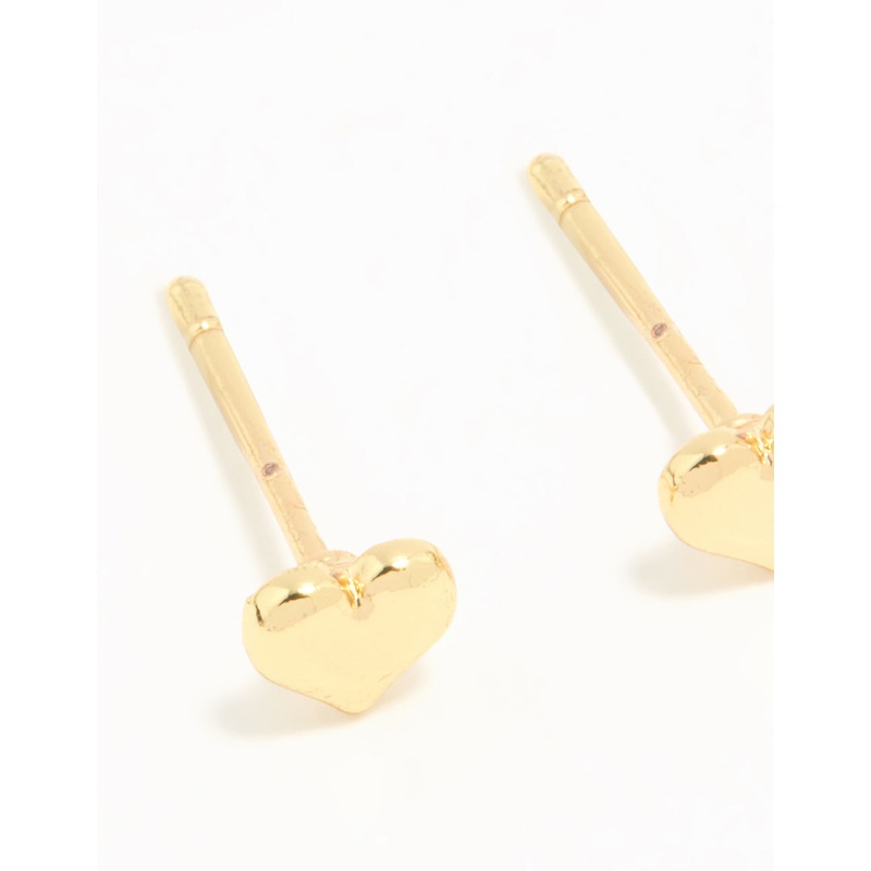 Waterproof Gold Plated Stainless Steel Heart Huggies & Classic Stud Earrings 3-Pack