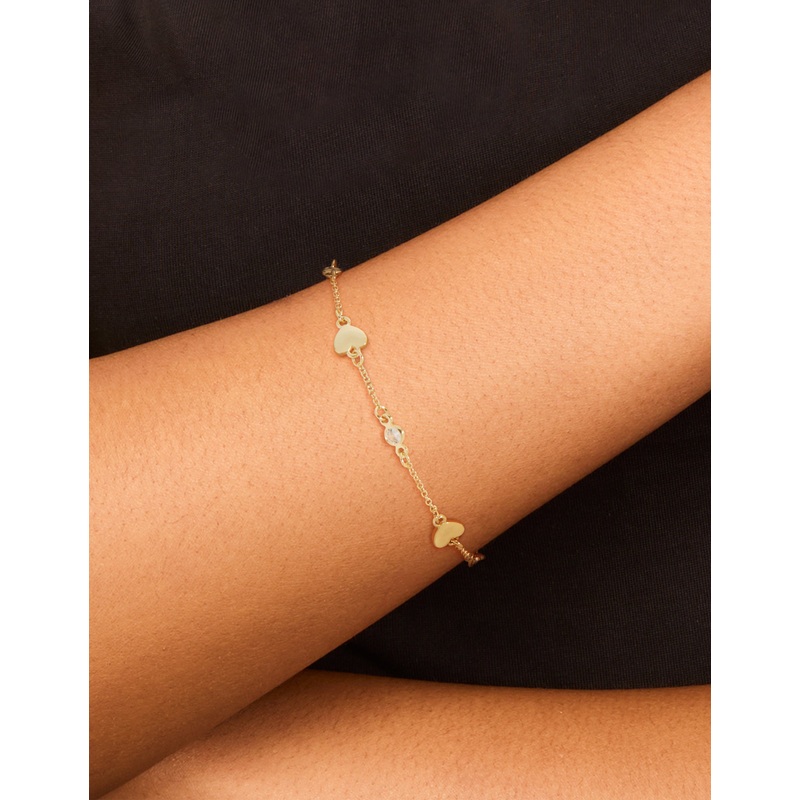 Gold Plated Cubic Zirconia & Heart Bracelet