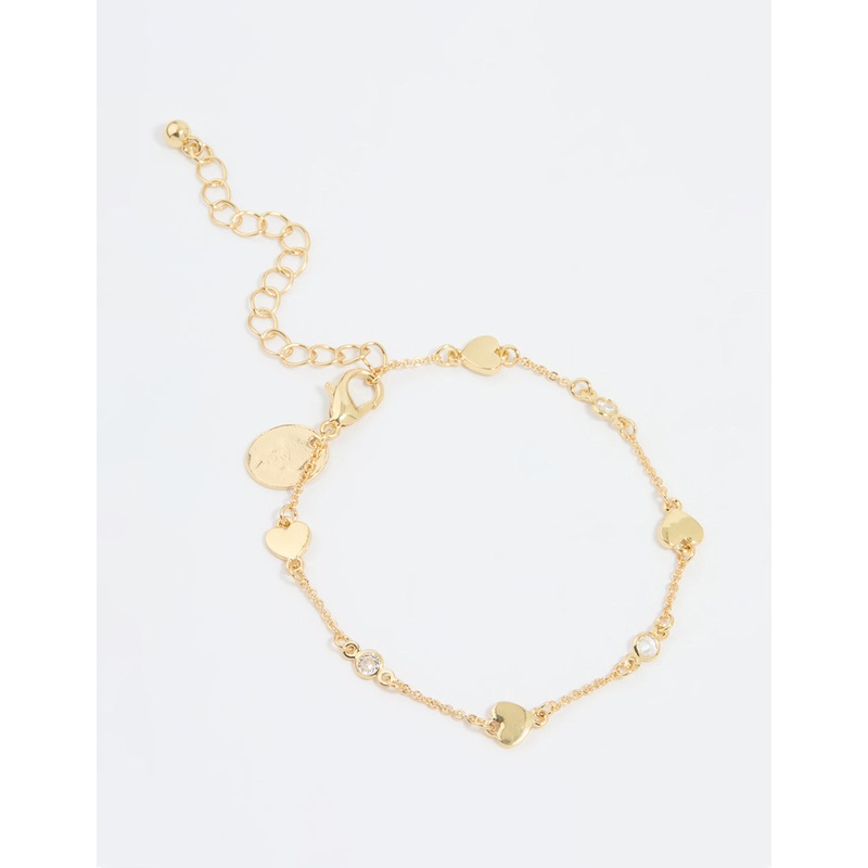 Gold Plated Cubic Zirconia & Heart Bracelet
