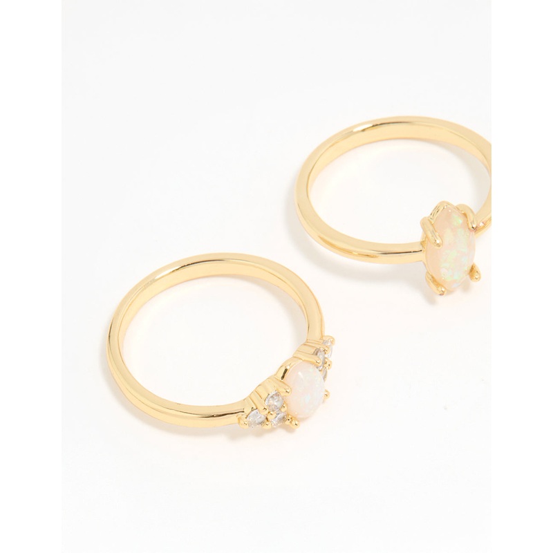 Gold Plated Cubic Zirconia Marquise Stacking Rings 3-Pack