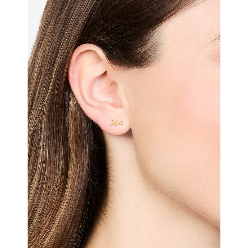 Gold Plated Sterling Silver Love Stud Earrings