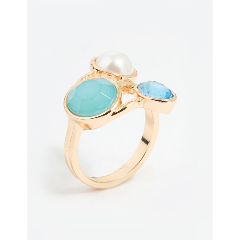 Gold Statement Triple Gem Ring