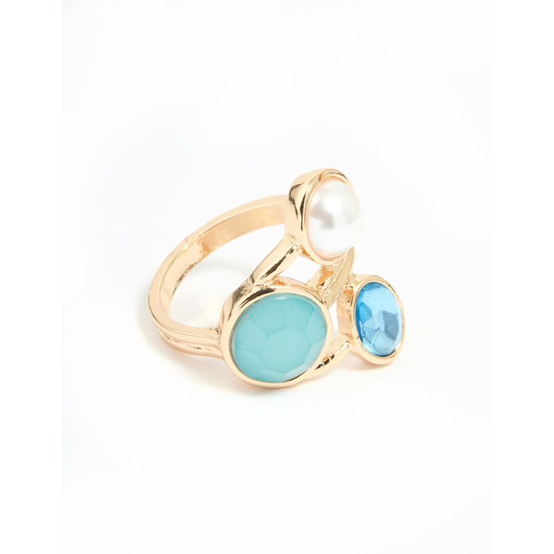 Gold Statement Triple Gem Ring
