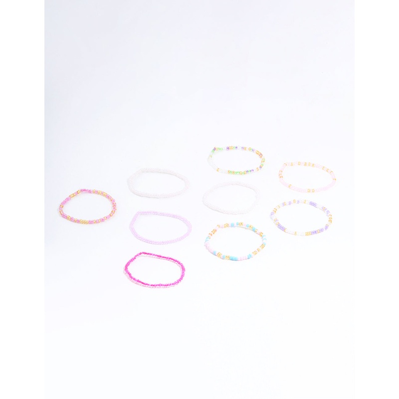 Kids Pastel & Vibrant Beaded Stretch Bracelets 9-Pack