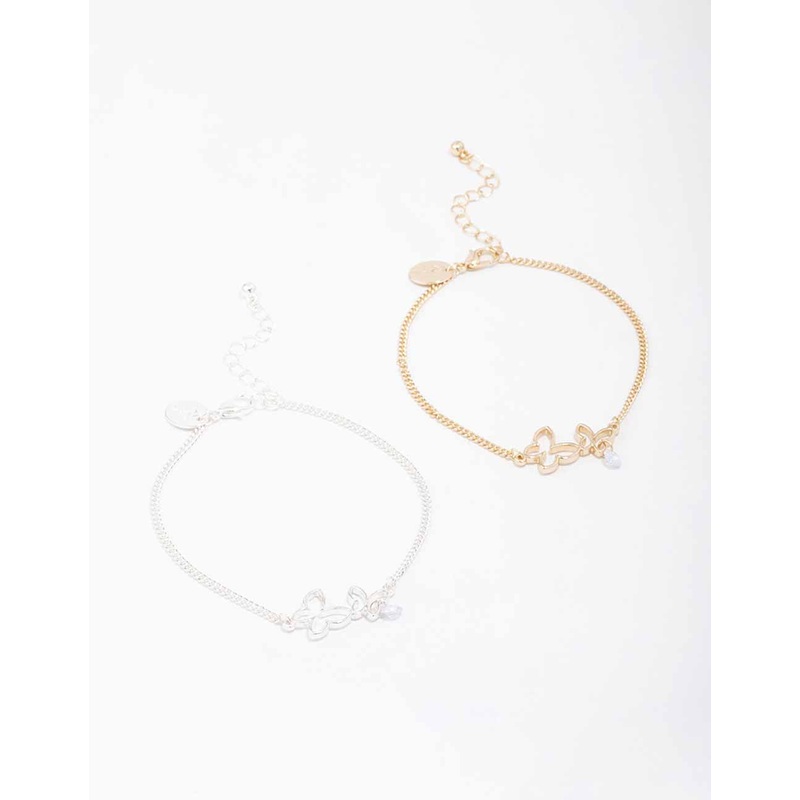 Mixed Metal Double Butterfly Bracelet