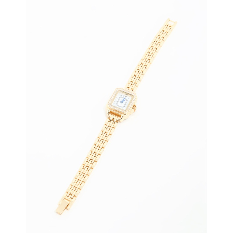 Gold Diamante Mini Rectangular Watch