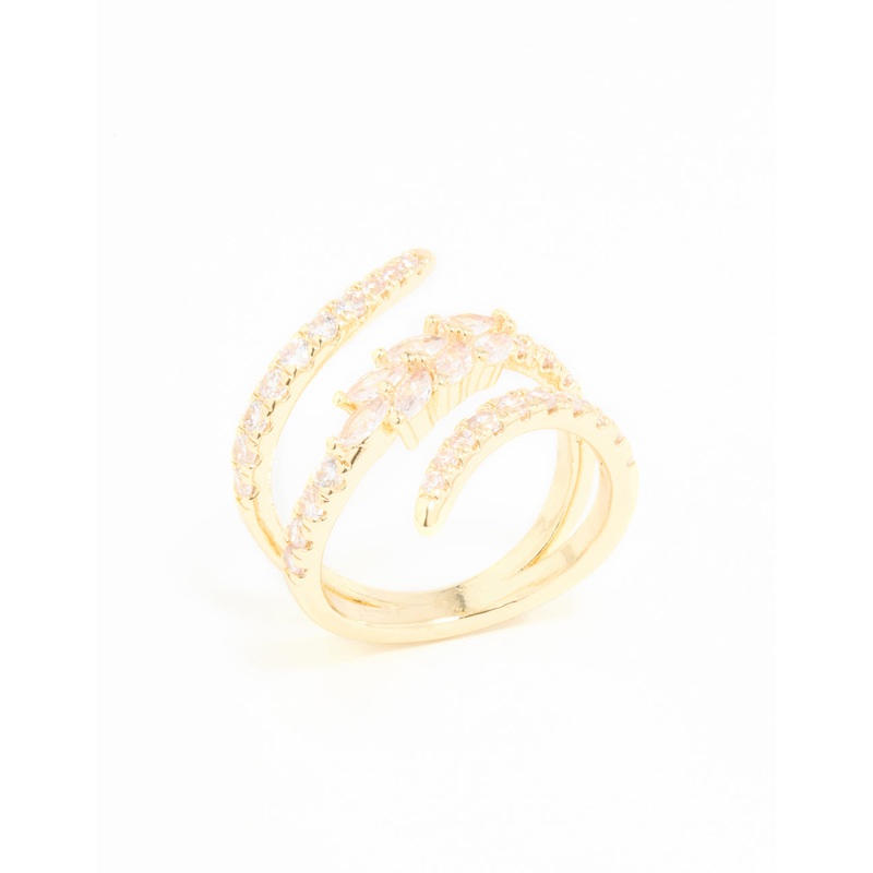Gold Plated Cubic Zirconia Open Wrap Ring