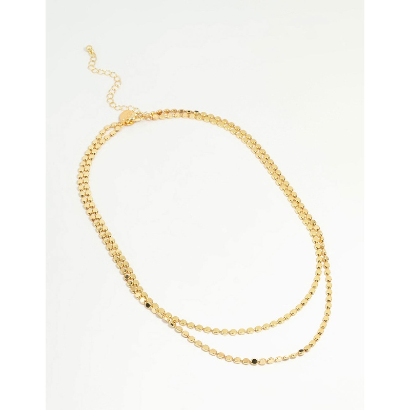 Gold Plated Disc Chain Layered Necklace