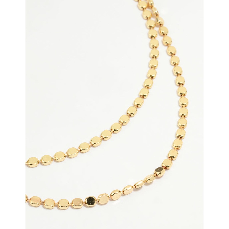 Gold Plated Disc Chain Layered Necklace