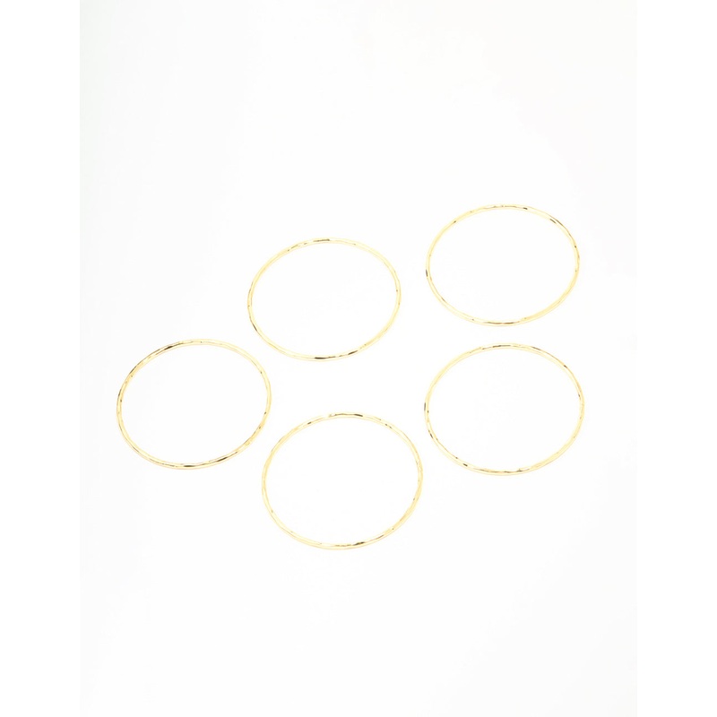 Gold Plated Textured Bangles 5-Pack