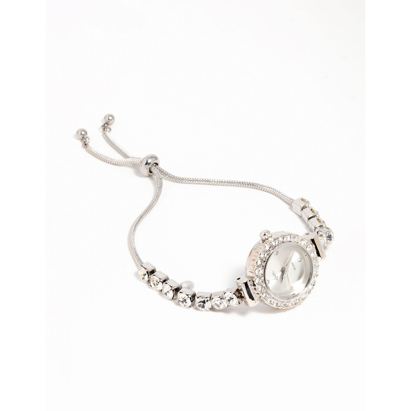 Silver Diamante Bolo Watch