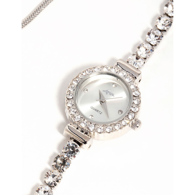 Silver Diamante Bolo Watch