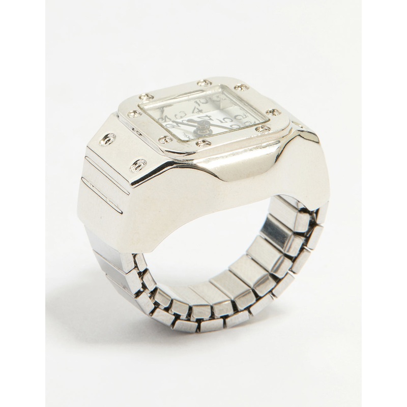 Silver Vintage Rectangle Watch Ring