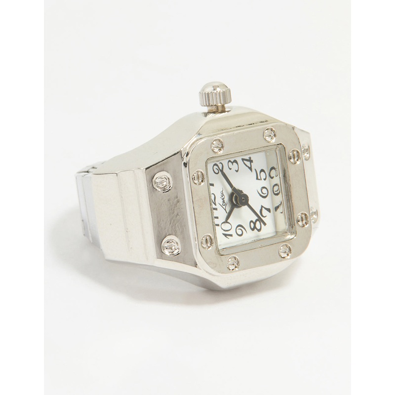 Silver Vintage Rectangle Watch Ring