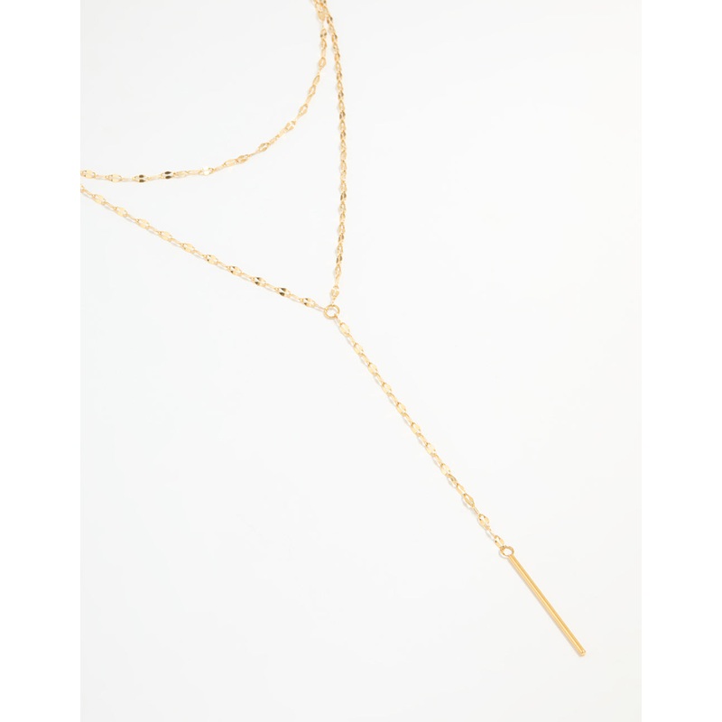 Waterproof Gold Plated Stainless Steel Layered Chain Y-Necklace