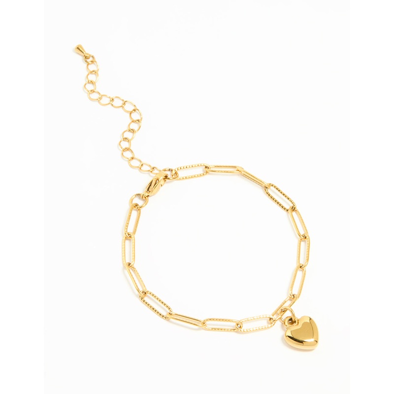 Waterproof Gold Plated Stainless Steel Pin Chain Heart Bracelet