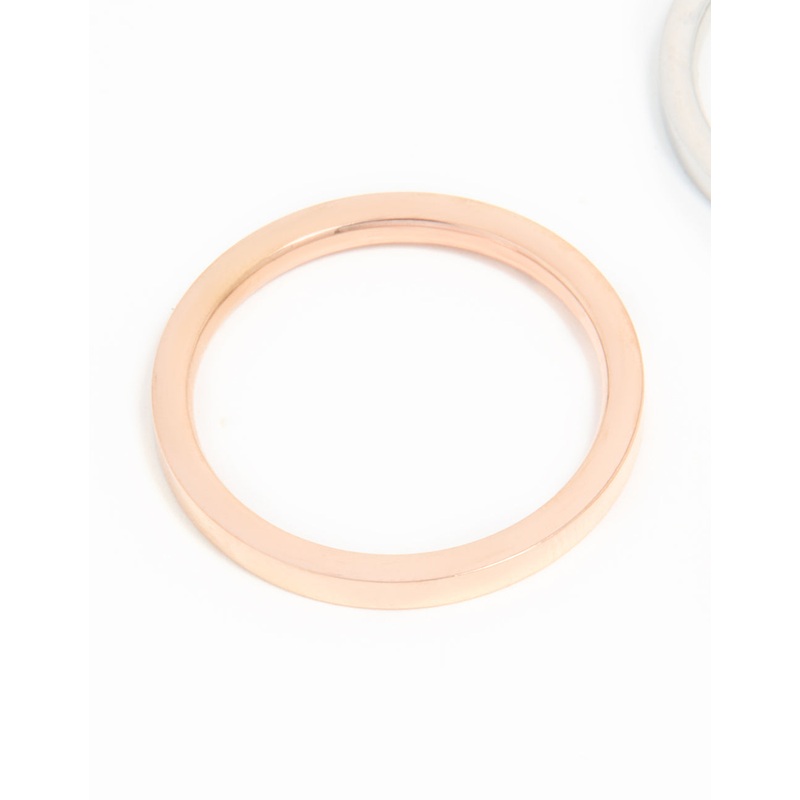 Waterproof Mixed Plated Stainless Steel Stacking Rings 3-Pack