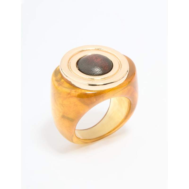 Gold Brown Stone Statement Ring