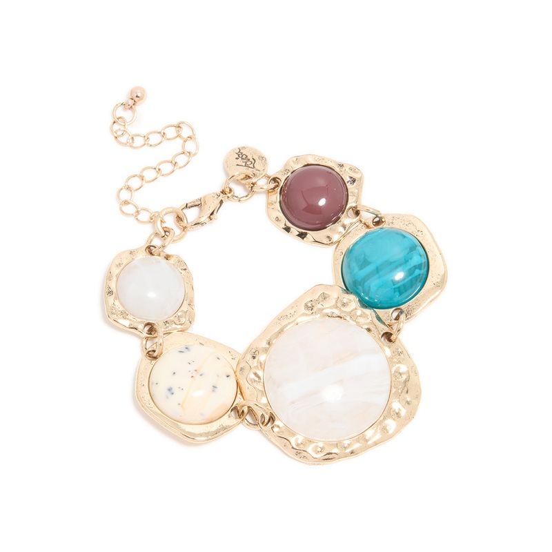 Gold Multicoloured Organic Stones Bracelet