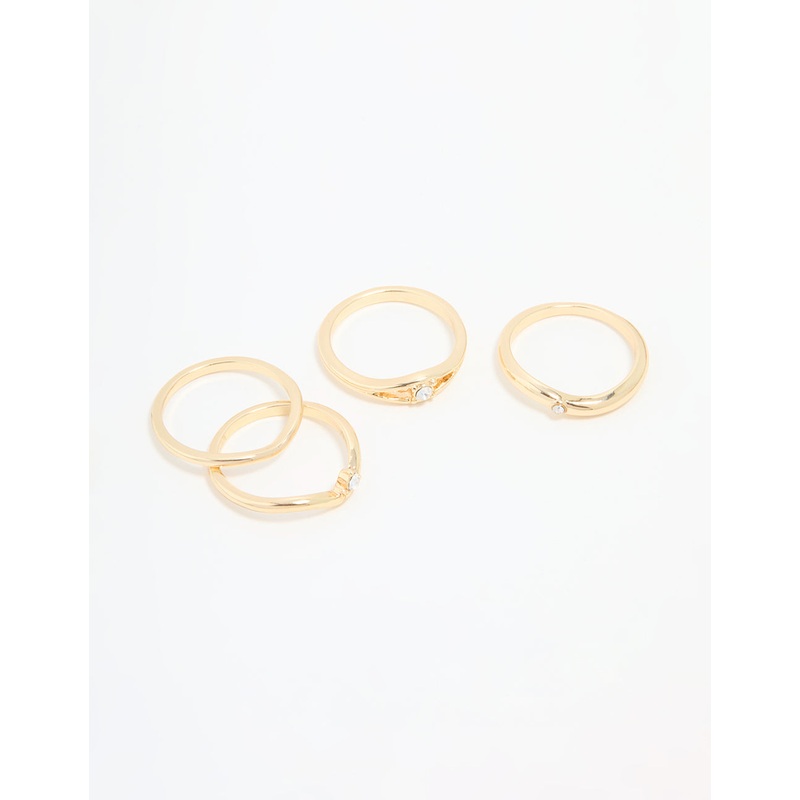 Gold Plated Organic Wave Stacking Rings 4-Pack