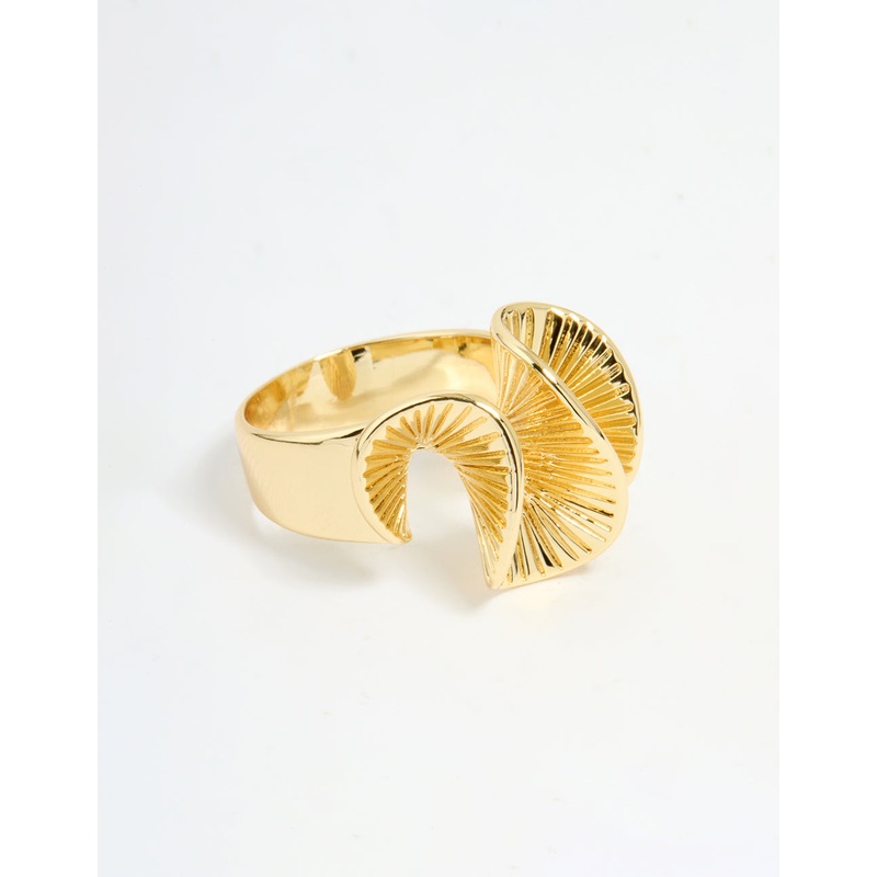 Gold Plated Wavy Fan Ring|SM|ML