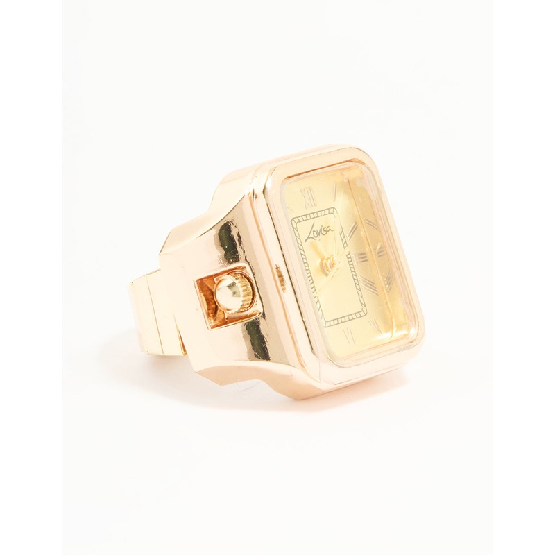 Gold Roman Numeral Watch Ring