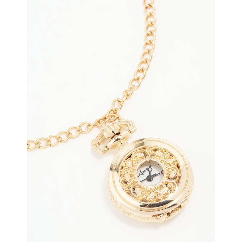 Gold Vintage Pocket Watch Necklace