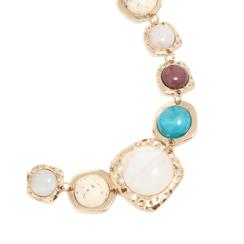Organic Neutral & Turquoise Stone Necklace