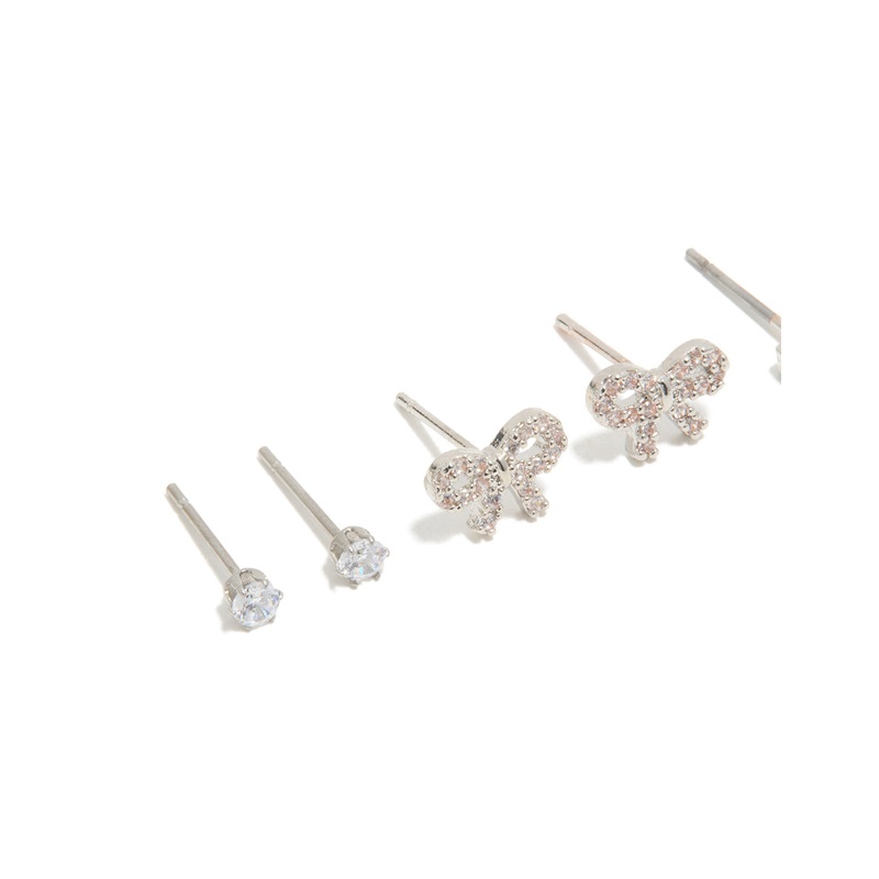 Waterproof Stainless Steel Cubic Zirconia & Peal Stud Earrings 4-Pack