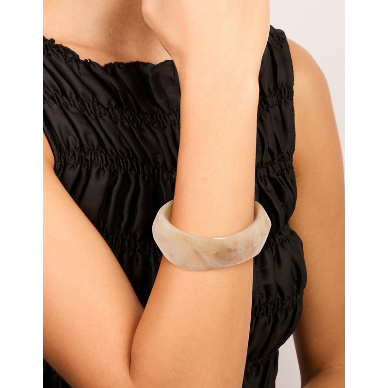 White Acrylic Marble Thick Bangle