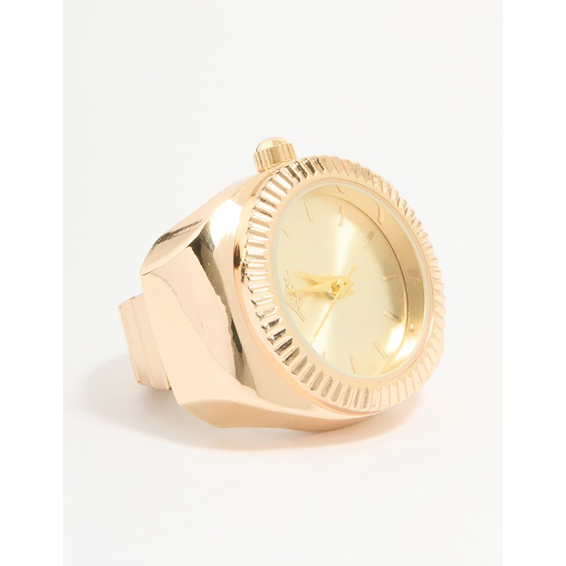 Gold Watch Fluted Bezel Ring