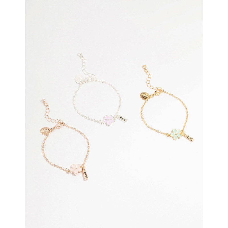 Kids Gold Flower Best Friends Bracelets 3-Pack