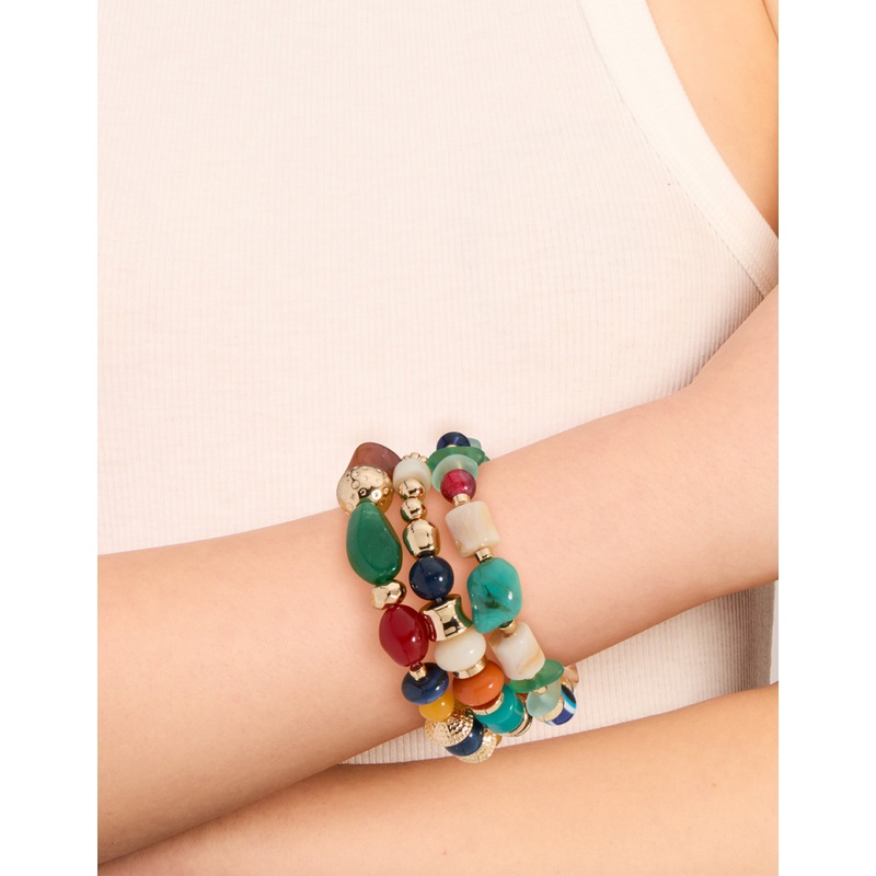 Multicoloured Acrylic Beaded Stretch Bracelets 3-Pack