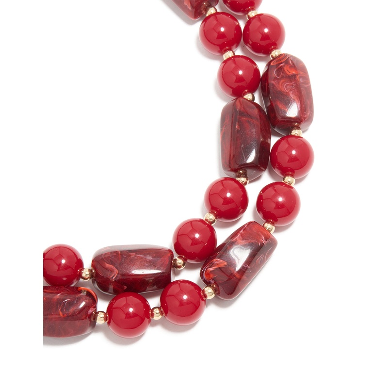 Red Acrylic Beaded Layered Necklace