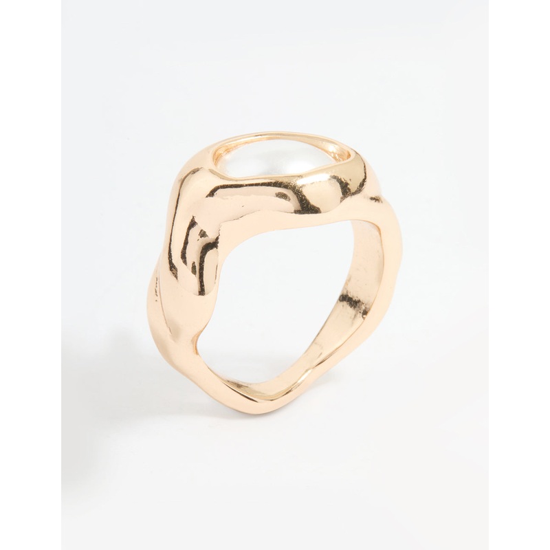 Gold Pearl Molten Circle Ring|SM|ML