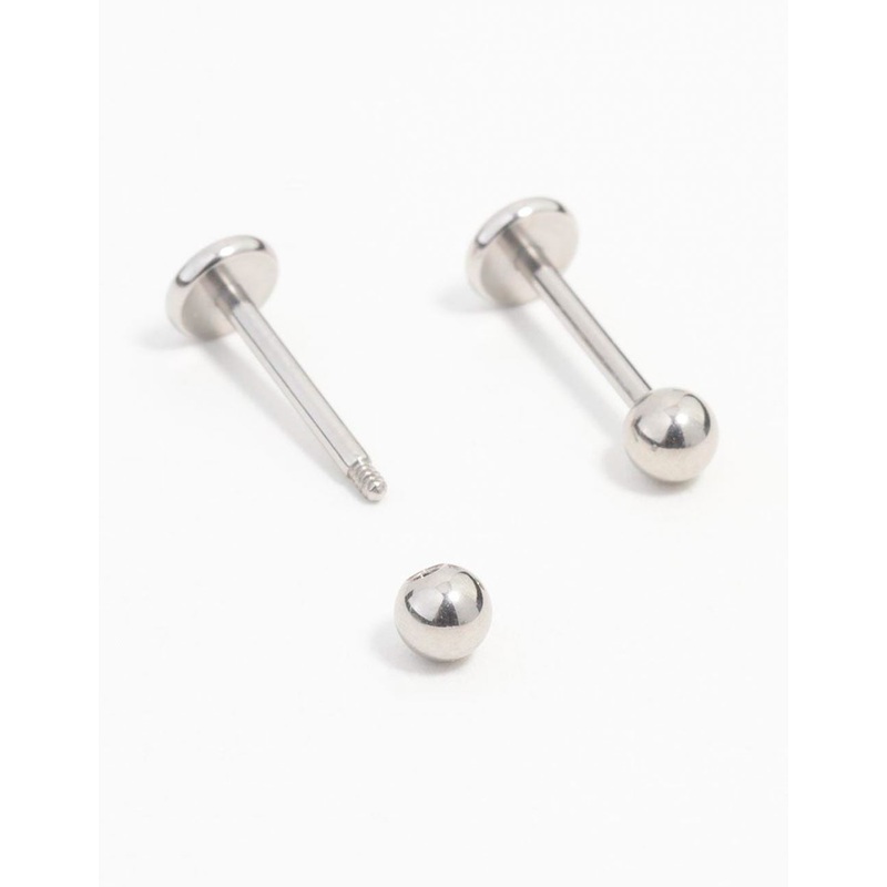 Surgical Steel Plain Ball Flat Back Earrings 2-Pack