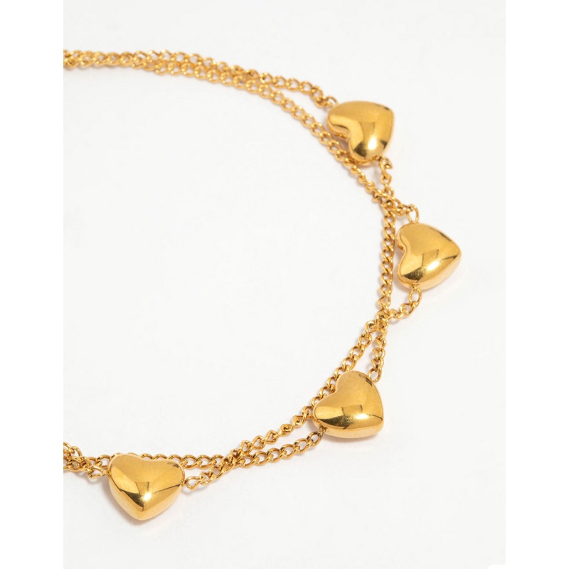Waterproof Gold Plated Stainless Steel Heart Bracelet