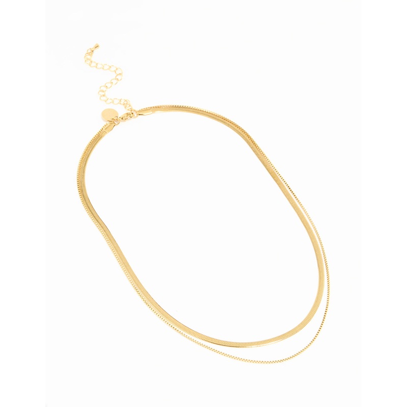 Waterproof Gold Plated Stainless Steel Snake Chain Fine Layered Necklace