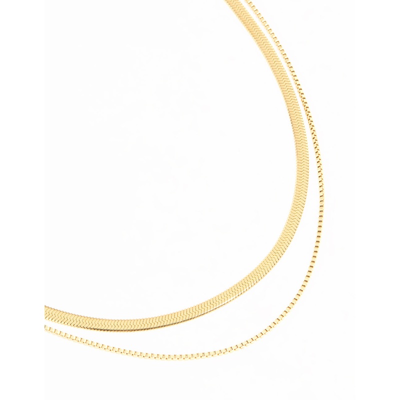 Waterproof Gold Plated Stainless Steel Snake Chain Fine Layered Necklace