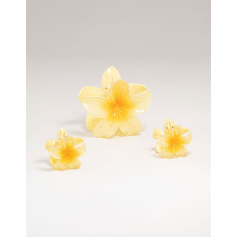Yellow Frangipani Claw Clips 3-Pack