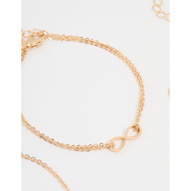 Gold Diamante Infinity Circle Bracelets 3-Pack