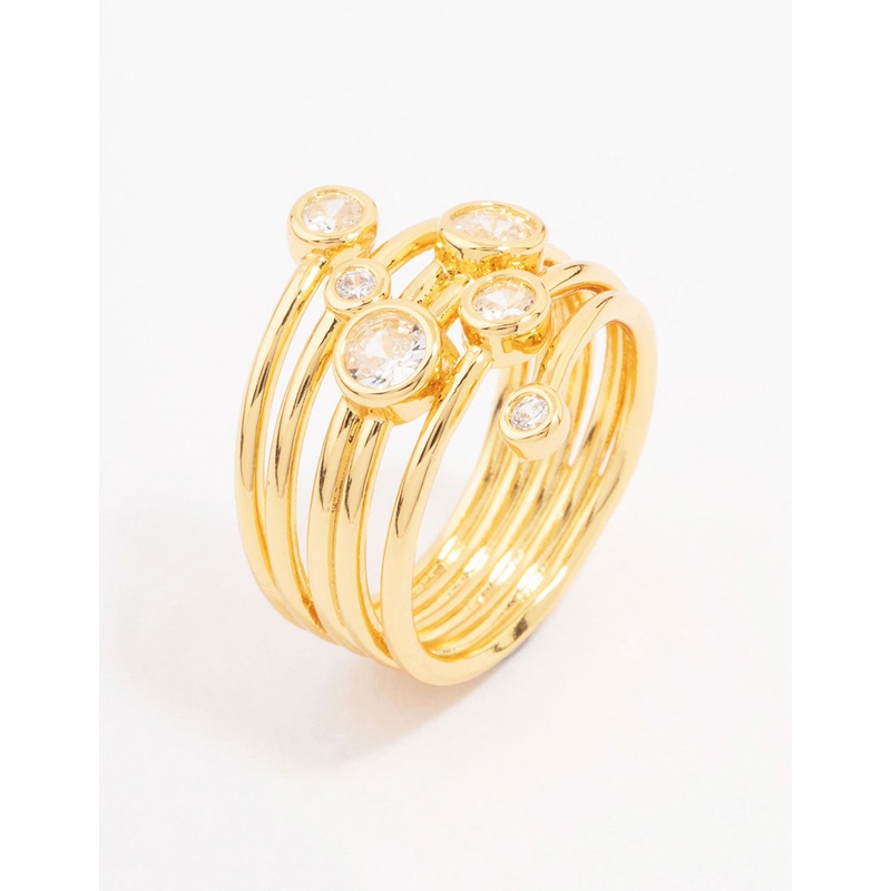 Gold Plated Bezel Layered Coil Ring