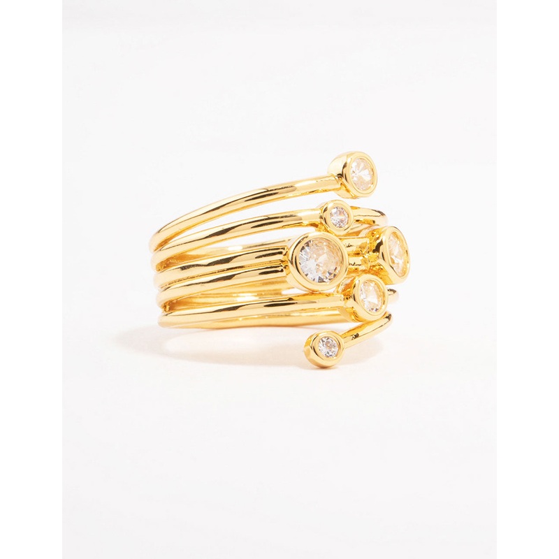 Gold Plated Bezel Layered Coil Ring