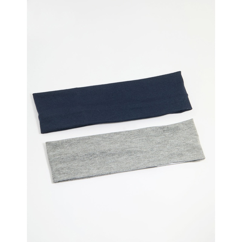 Navy & Grey Fabric Stretch Headbands 2-Pack