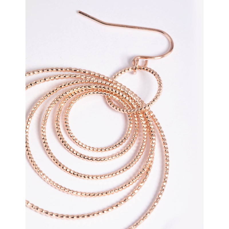 Rose Gold Multi Textured Hoop Earrings