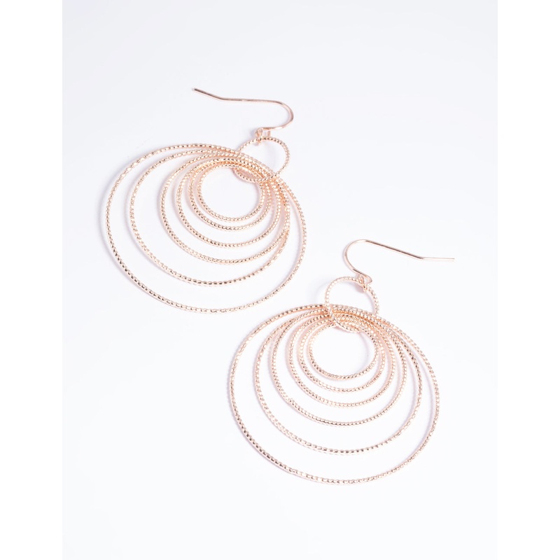 Rose Gold Multi Textured Hoop Earrings