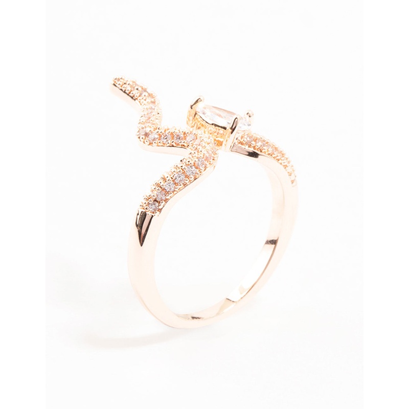 Rose Gold Pave Crystal Snake Ring